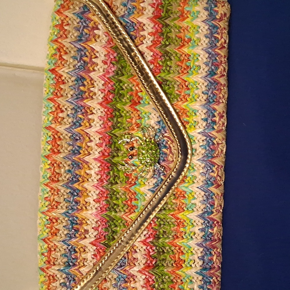 Multicolor Chevron Pattern Clutch By Nine West